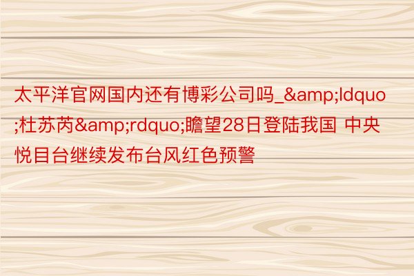太平洋官网国内还有博彩公司吗_&ldquo;杜苏芮&rdquo;瞻望28日登陆我国 中央悦目台继续发布台风红色预警
