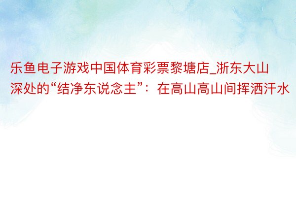 乐鱼电子游戏中国体育彩票黎塘店_浙东大山深处的“结净东说念主”：在高山高山间挥洒汗水