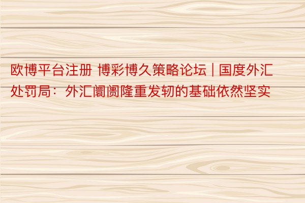欧博平台注册 博彩博久策略论坛 | 国度外汇处罚局：外汇阛阓隆重发轫的基础依然坚实