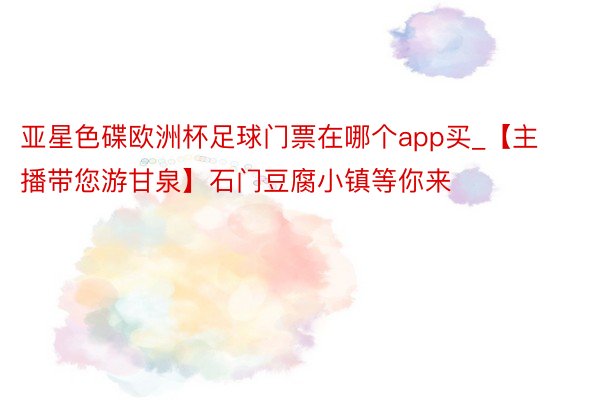 亚星色碟欧洲杯足球门票在哪个app买_【主播带您游甘泉】石门豆腐小镇等你来